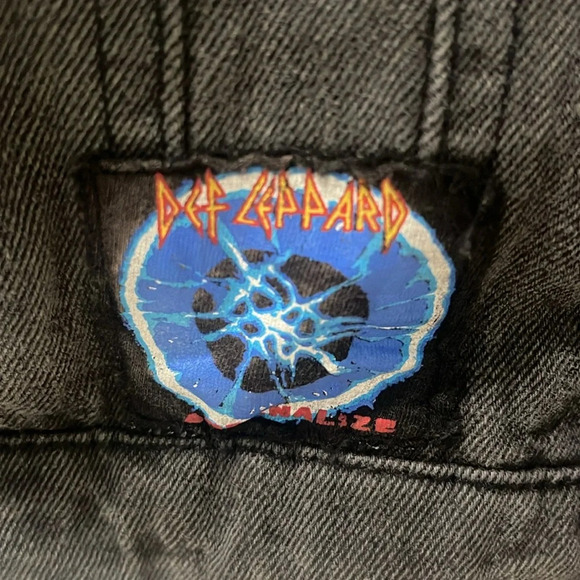 Leppard Ash Grey Black Junkfood denim Jean Patch Long Sleeve Oversized Jacket XS - Picture 7 of 13